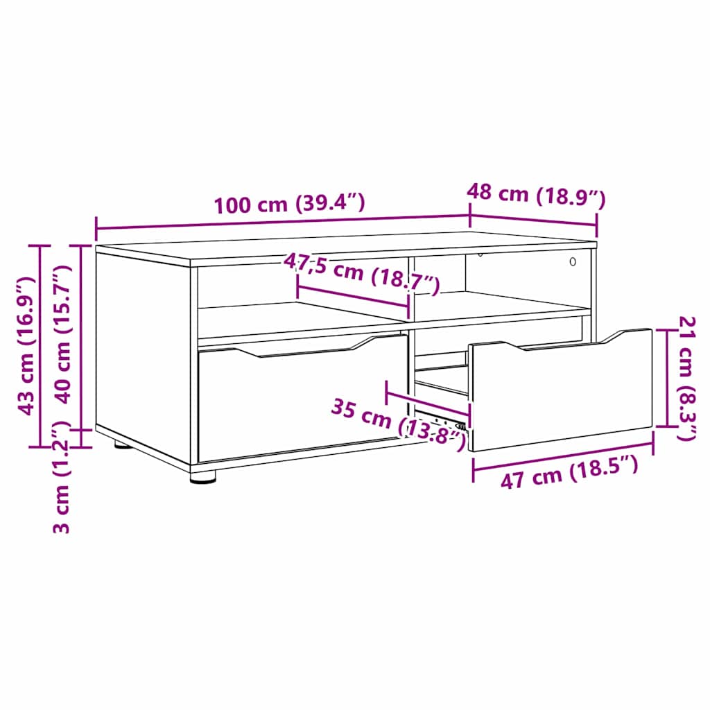 Gabinete de TV brillante 100 x 48 x 43 cm Madera contrachapada