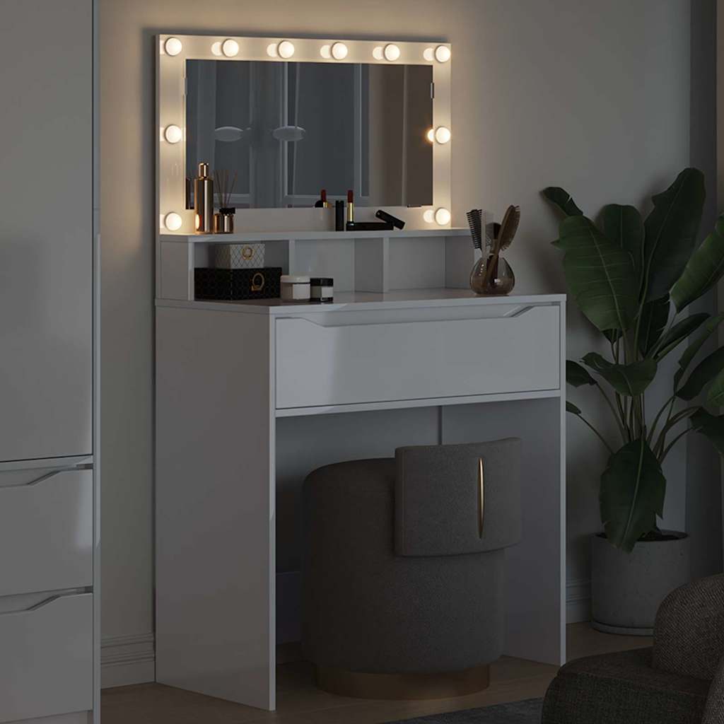Mesas de tocador de dormitorio brillante 80 x 39,6 x 135 cm
