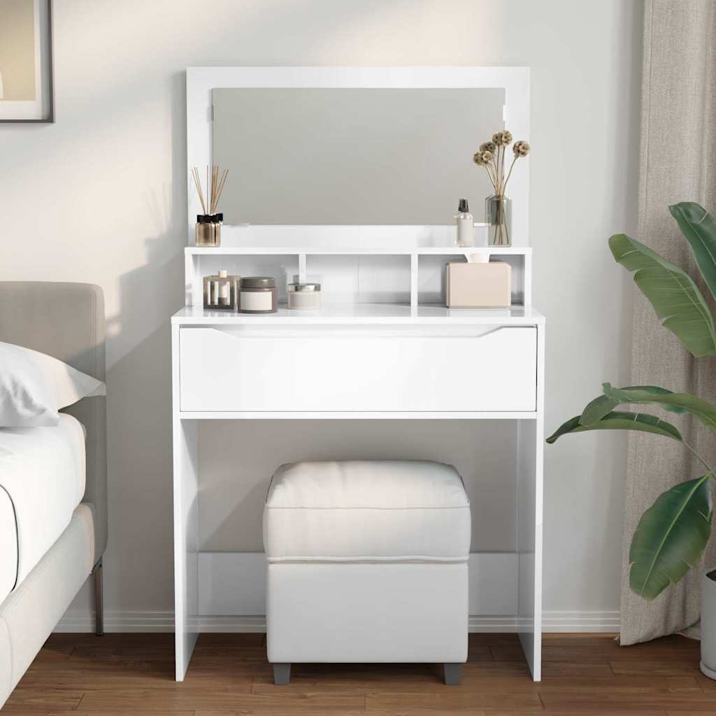 Mesas de tocador de dormitorio brillante 80 x 39,6 x 135 cm