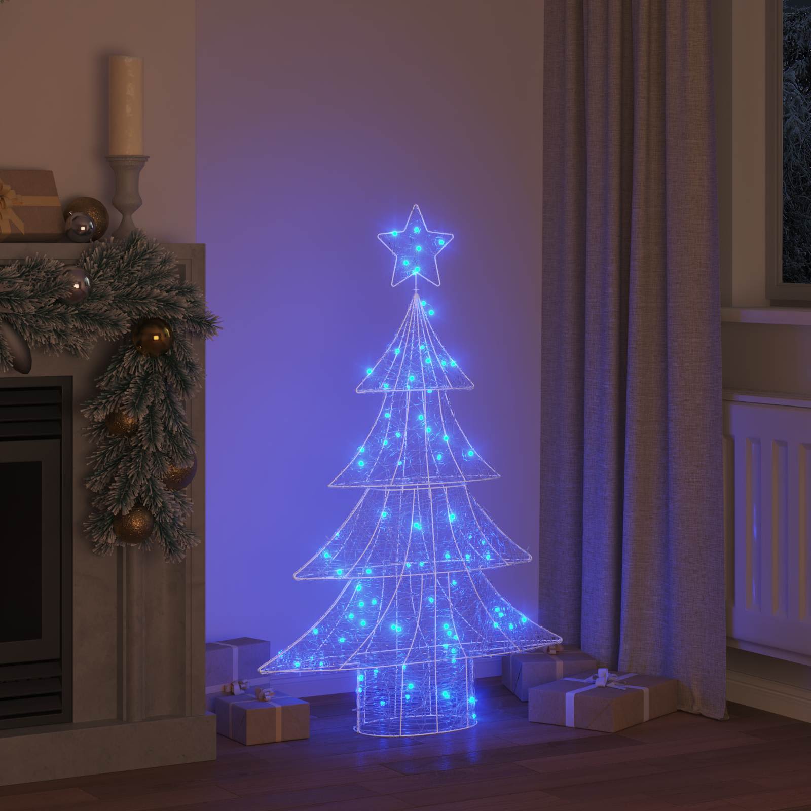 Árbol de Navidad con 100 LED Azul 120 cm Acrílico