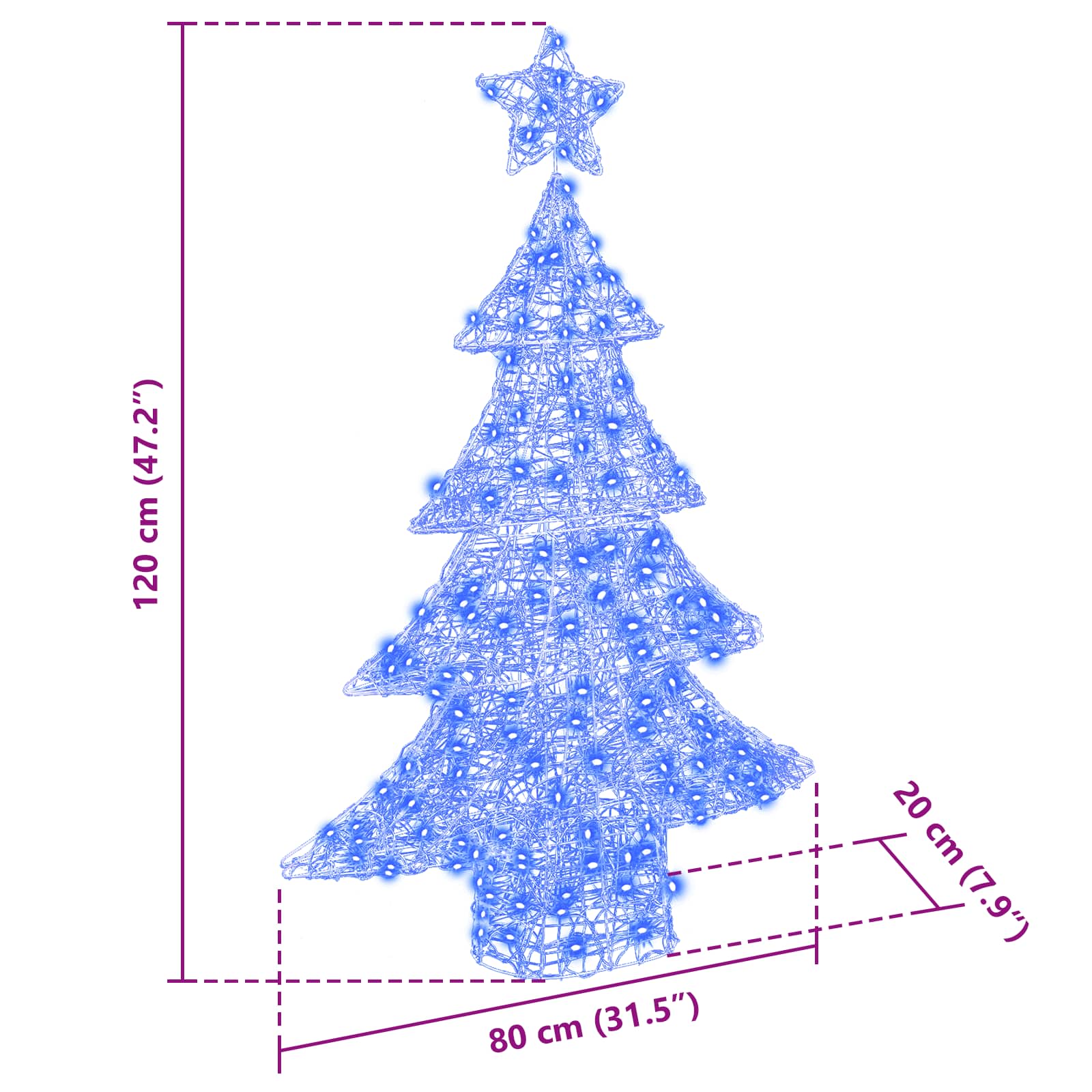 Árbol de Navidad con 100 LED Azul 120 cm Acrílico