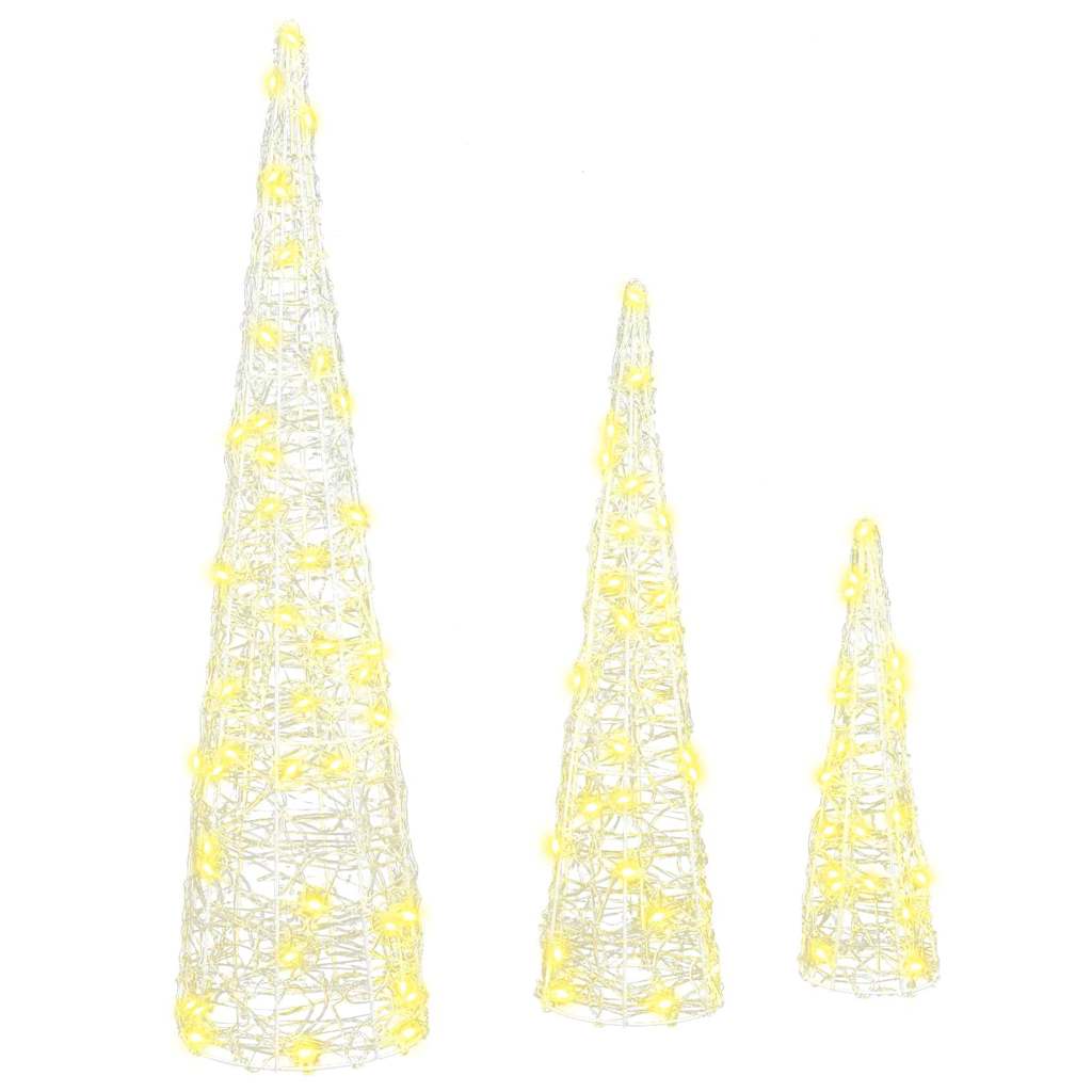 Árbol de Navidad 3 pcs cálido 20 x 20 x 80 cm Acrílico