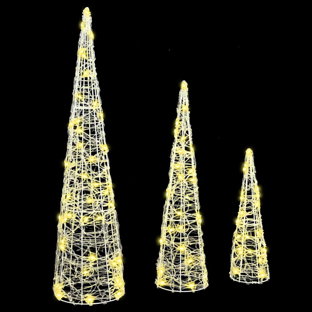 Árbol de Navidad 3 pcs cálido 20 x 20 x 80 cm Acrílico
