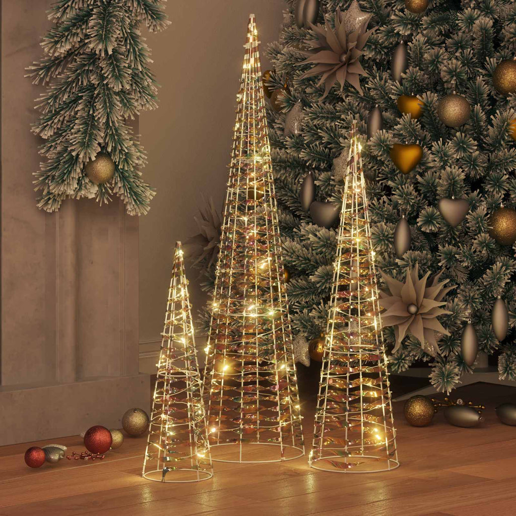 Árbol de Navidad con 90 LED 3 pcs cálido 20 x 20 x 80 cm PET