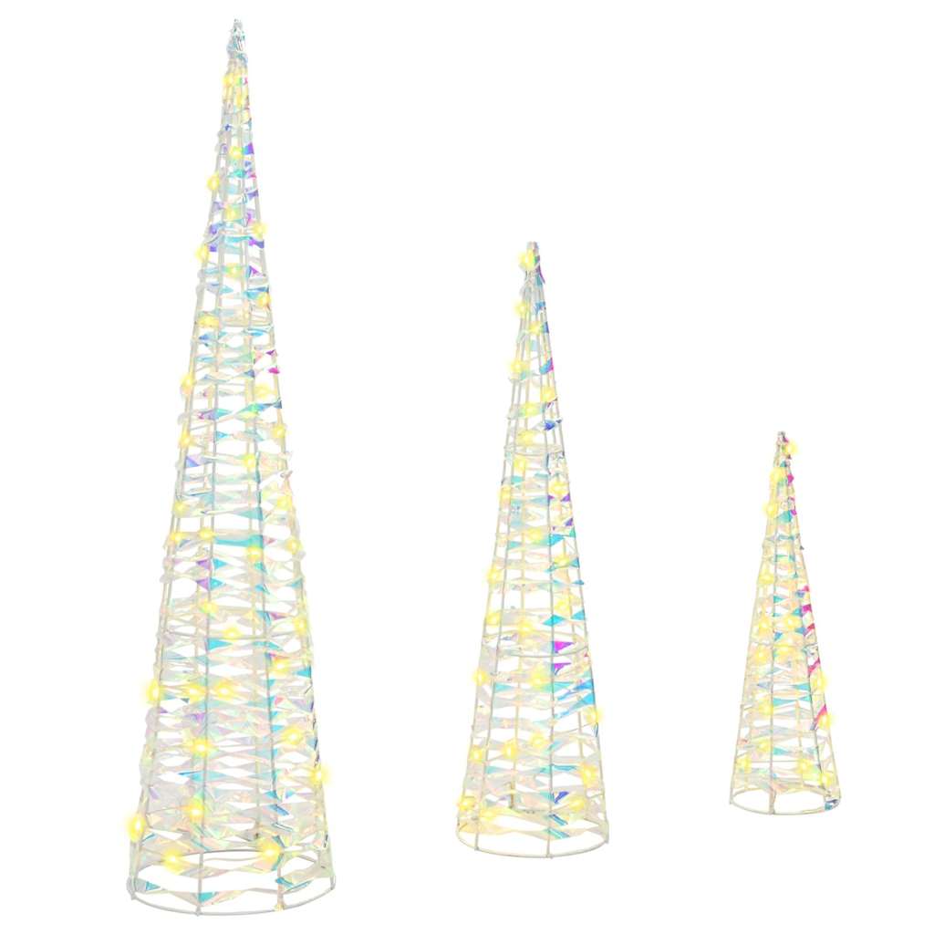 Árbol de Navidad con 90 LED 3 pcs cálido 20 x 20 x 80 cm PET