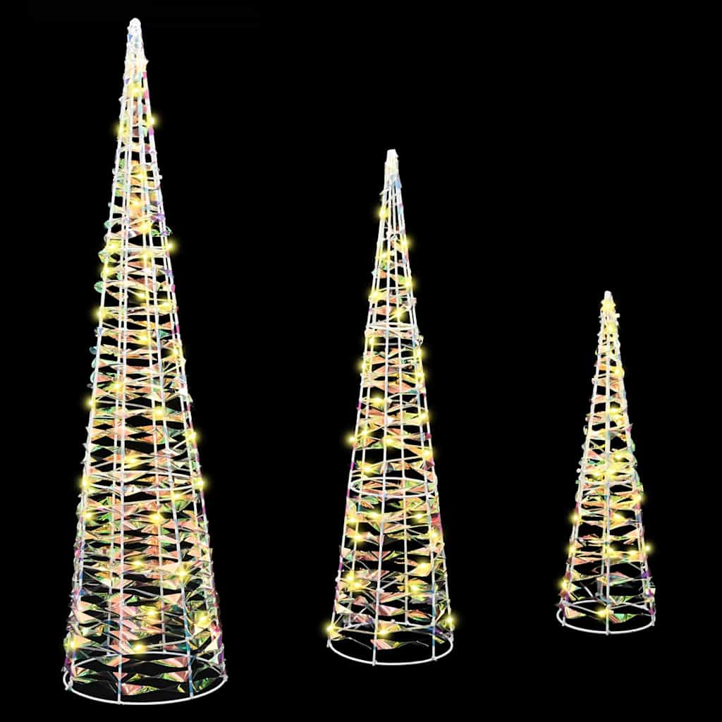 Árbol de Navidad con 90 LED 3 pcs cálido 20 x 20 x 80 cm PET