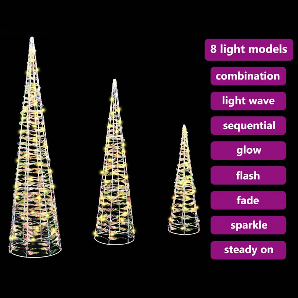 Árbol de Navidad con 90 LED 3 pcs cálido 20 x 20 x 80 cm PET