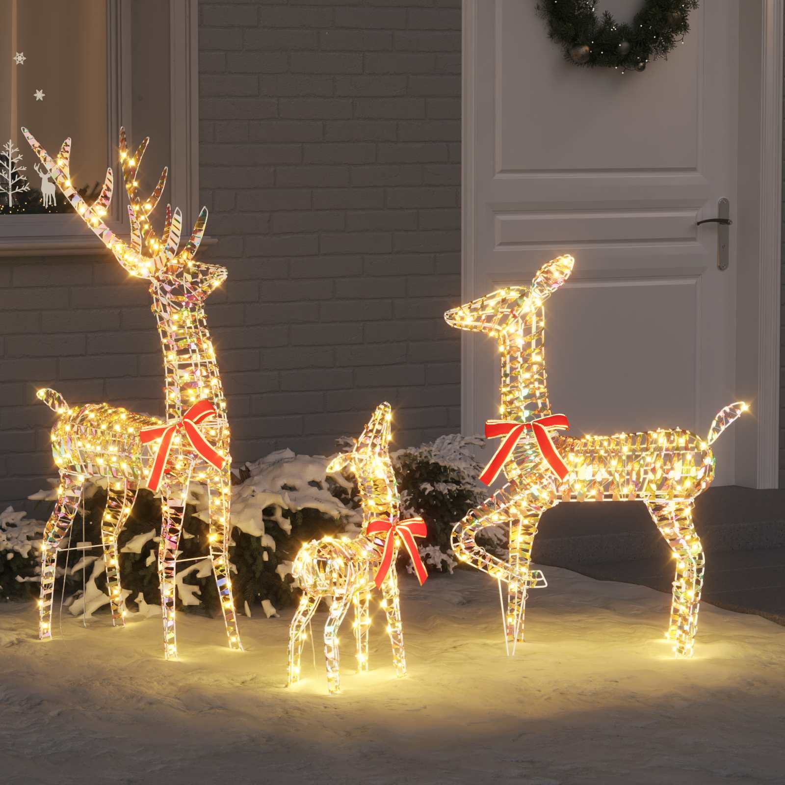 Familia de Renos con 300 LED 3 pcs cálido 67 x 26 x 127 cm PET