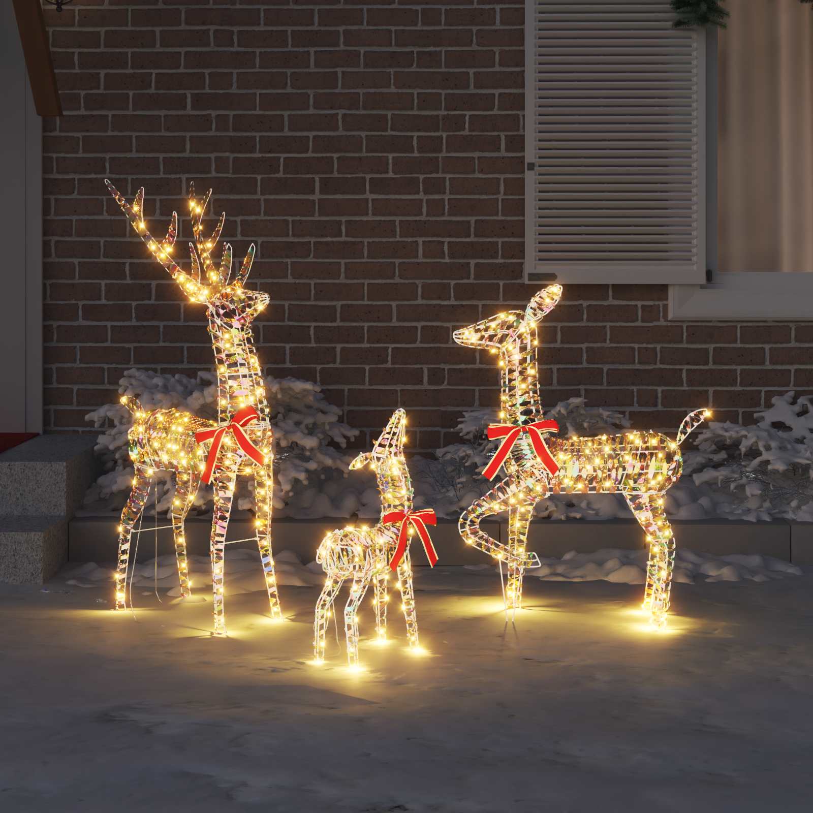 Familia de Renos con 300 LED 3 pcs cálido 67 x 26 x 127 cm PET