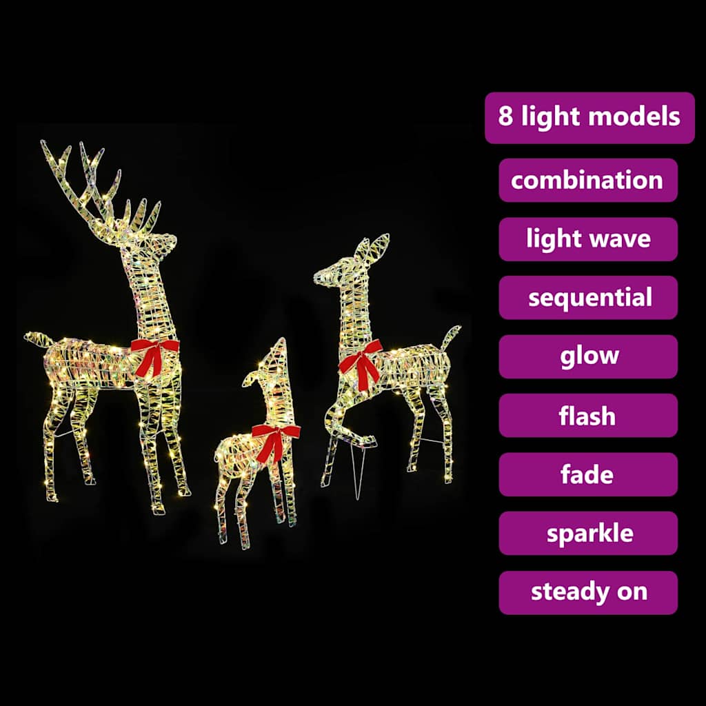 Familia de Renos con 300 LED 3 pcs cálido 67 x 26 x 127 cm PET