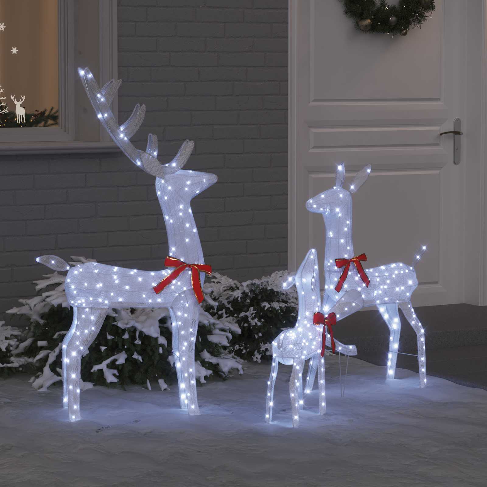 Familia de renos con 300 LED 3 pcs cálido 68 x 26 x 127 cm tela