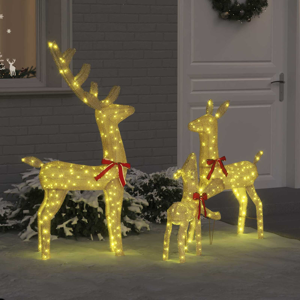 Familia de renos con 300 LED 3 pcs cálido 68 x 26 x 127 cm tela