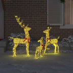 Familia de renos con 300 LED 3 pcs cálido 68 x 26 x 127 cm tela
