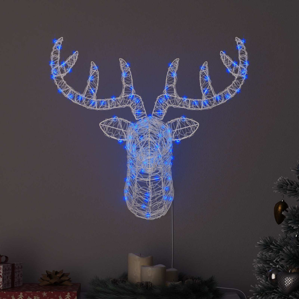 Cabeza de Reno con 140 LED Azul 68 x 36,5 x 62,5 cm Acrílico
