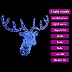 Cabeza de Reno con 140 LED Azul 68 x 36,5 x 62,5 cm Acrílico