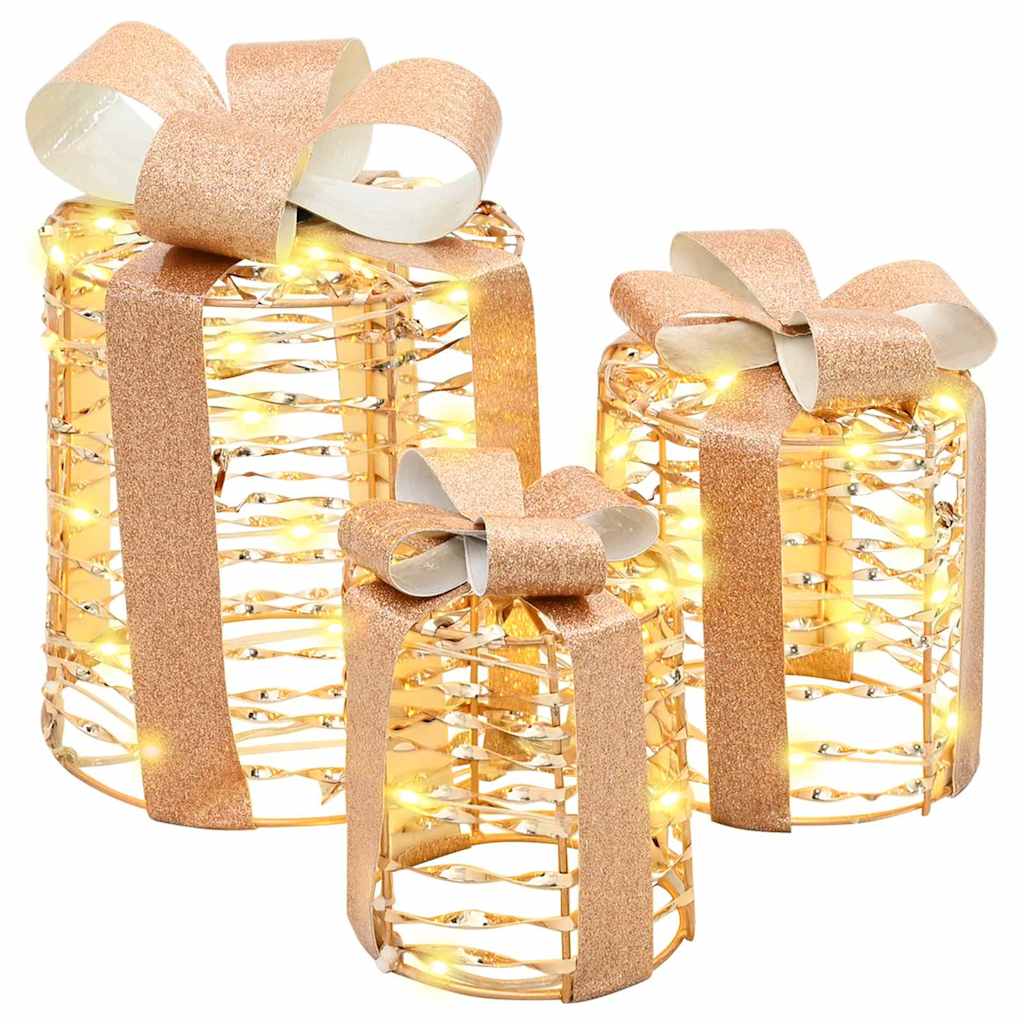 Decoración de caja de regalo 3 pcs cálido 20 x 20 x 20 cm PET