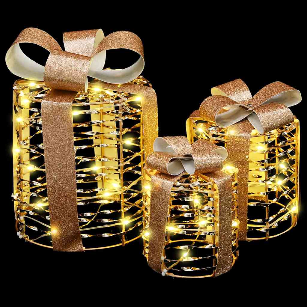 Decoración de caja de regalo 3 pcs cálido 20 x 20 x 20 cm PET