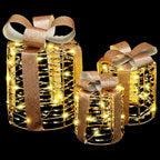 Decoración de caja de regalo 3 pcs cálido 20 x 20 x 20 cm PET