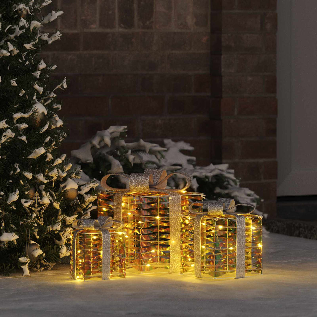 Caja de Regalo con 60 LED 3 pcs cálido 20 x 20 x 20 cm PET