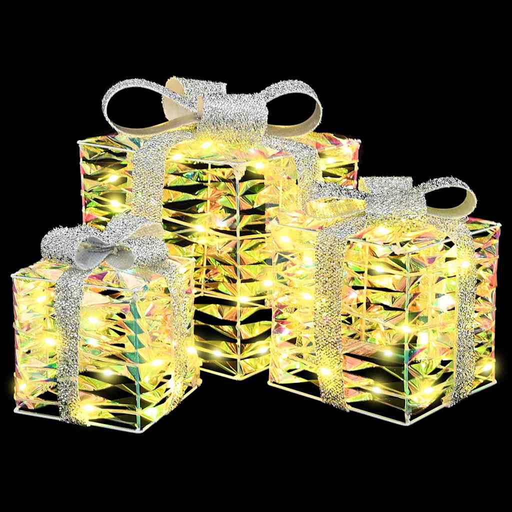 Caja de Regalo con 60 LED 3 pcs cálido 20 x 20 x 20 cm PET