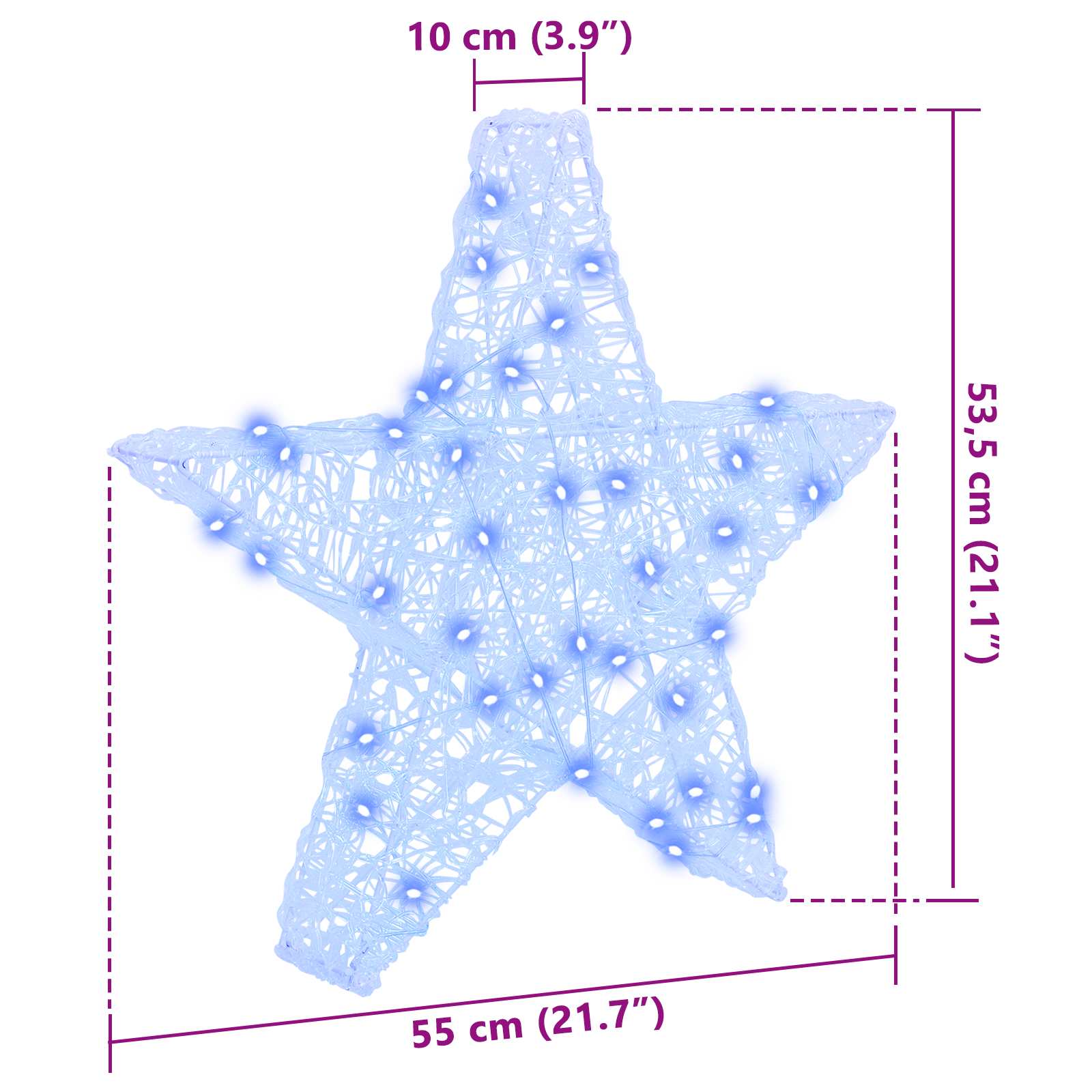 Estrella 3D con 50 LED Azul 55 x 53.5 x 10 cm Acrílico