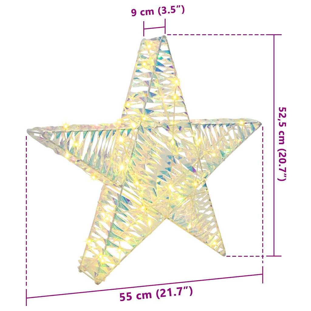 Estrella 3D con 50 LED cálido 55 x 52.5 x 9 cm PET