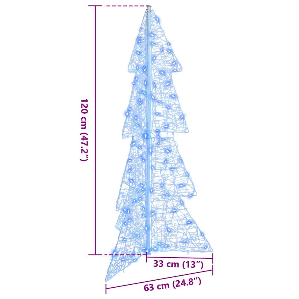 Árbol de Navidad con 100 LED Azul 120 cm Acrílico