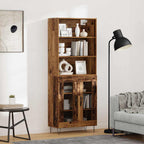 Aparador alto 2 pcs Madera vieja Madera de ingeniería