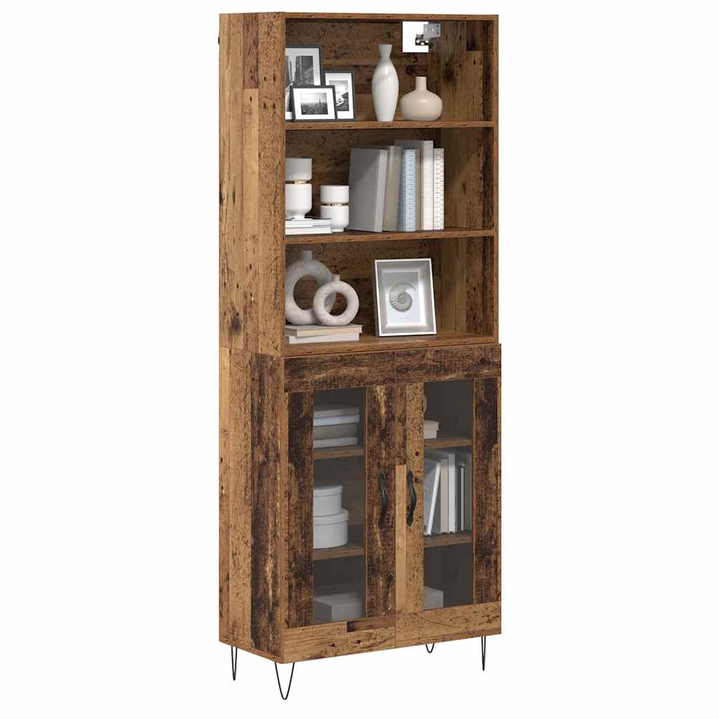 Aparador alto 2 pcs Madera vieja Madera de ingeniería