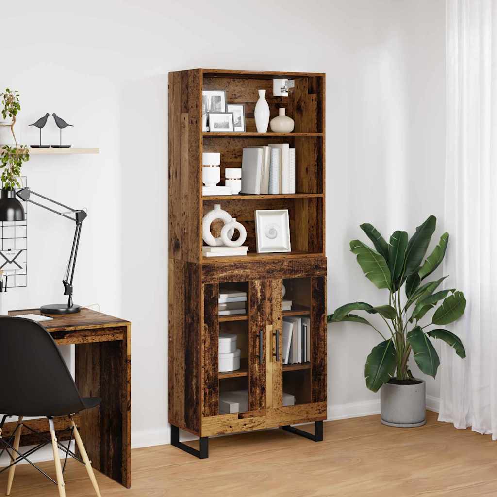 Aparador alto 2 pcs Madera vieja Madera de ingeniería