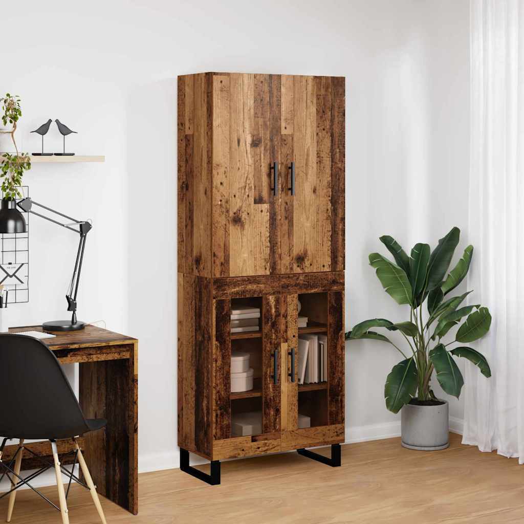 Aparador alto 2 pcs Madera envejecida 69,5 x 34 x 180 cm