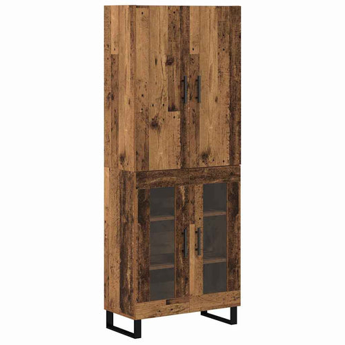 Aparador alto 2 pcs Madera envejecida 69,5 x 34 x 180 cm