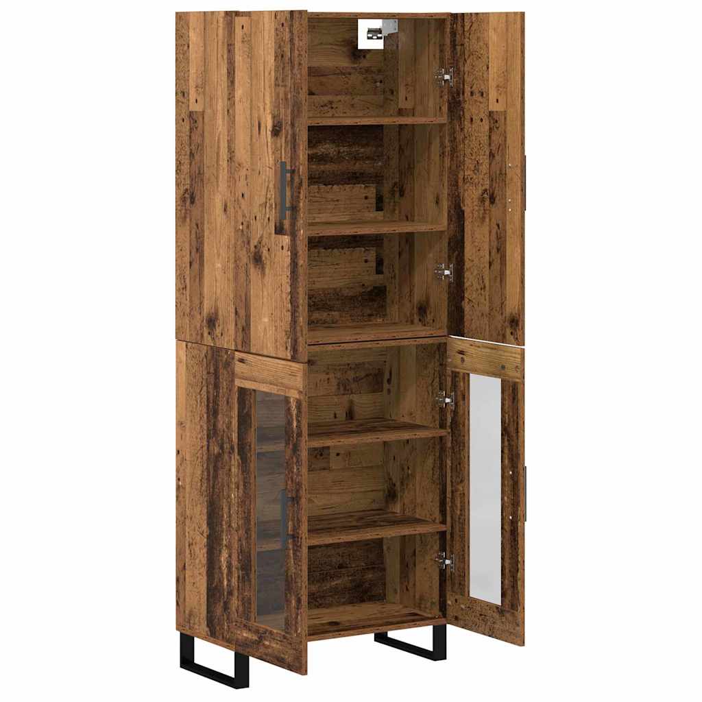 Aparador alto 2 pcs Madera envejecida 69,5 x 34 x 180 cm