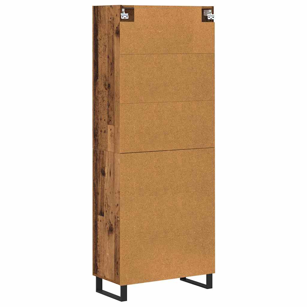 Aparador alto 2 pcs Madera envejecida 69,5 x 34 x 180 cm