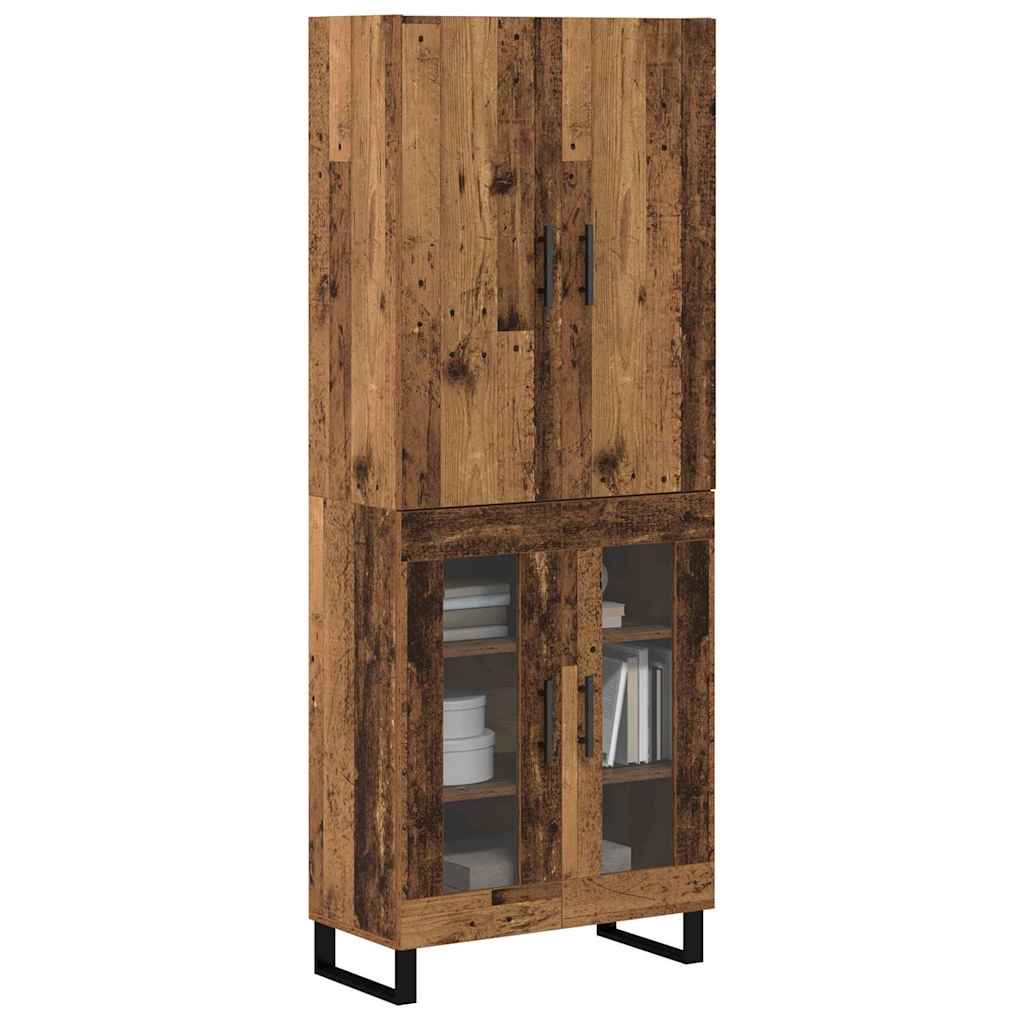 Aparador alto 2 pcs Madera envejecida 69,5 x 34 x 180 cm