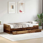 Estructura de cama con cajón Madera envejecida 100 x 200 cm