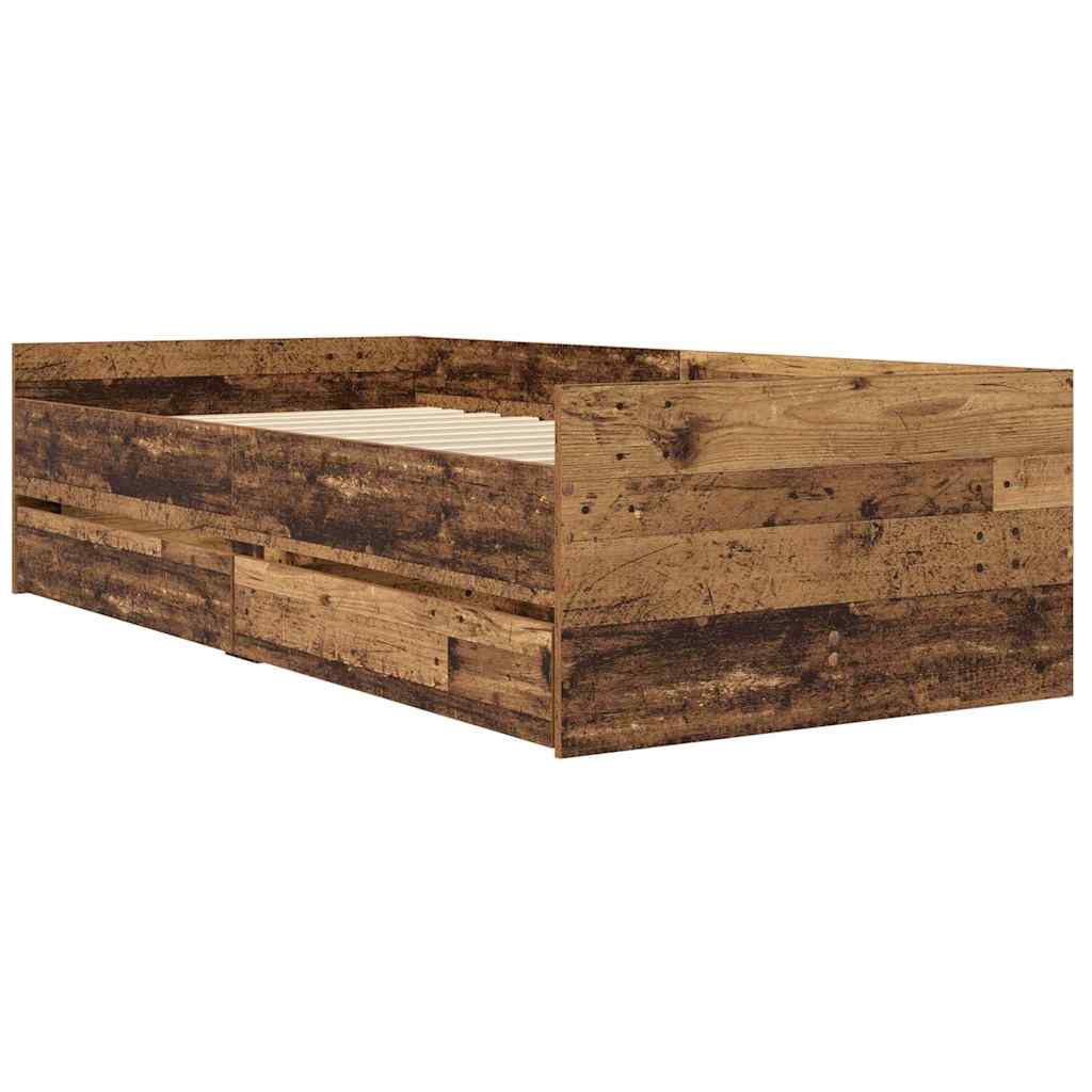 Estructura de cama con cajón Madera envejecida 100 x 200 cm