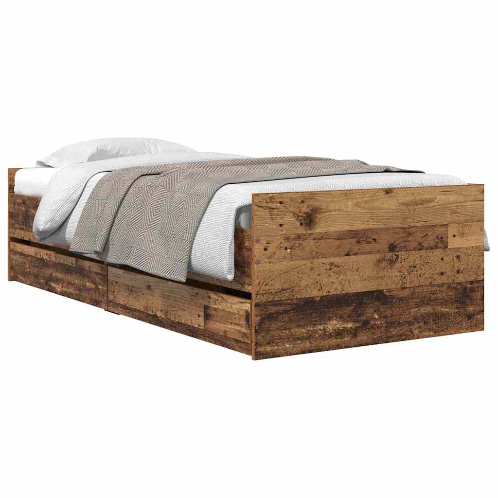 Estructura de cama con cajón Madera envejecida 100 x 200 cm