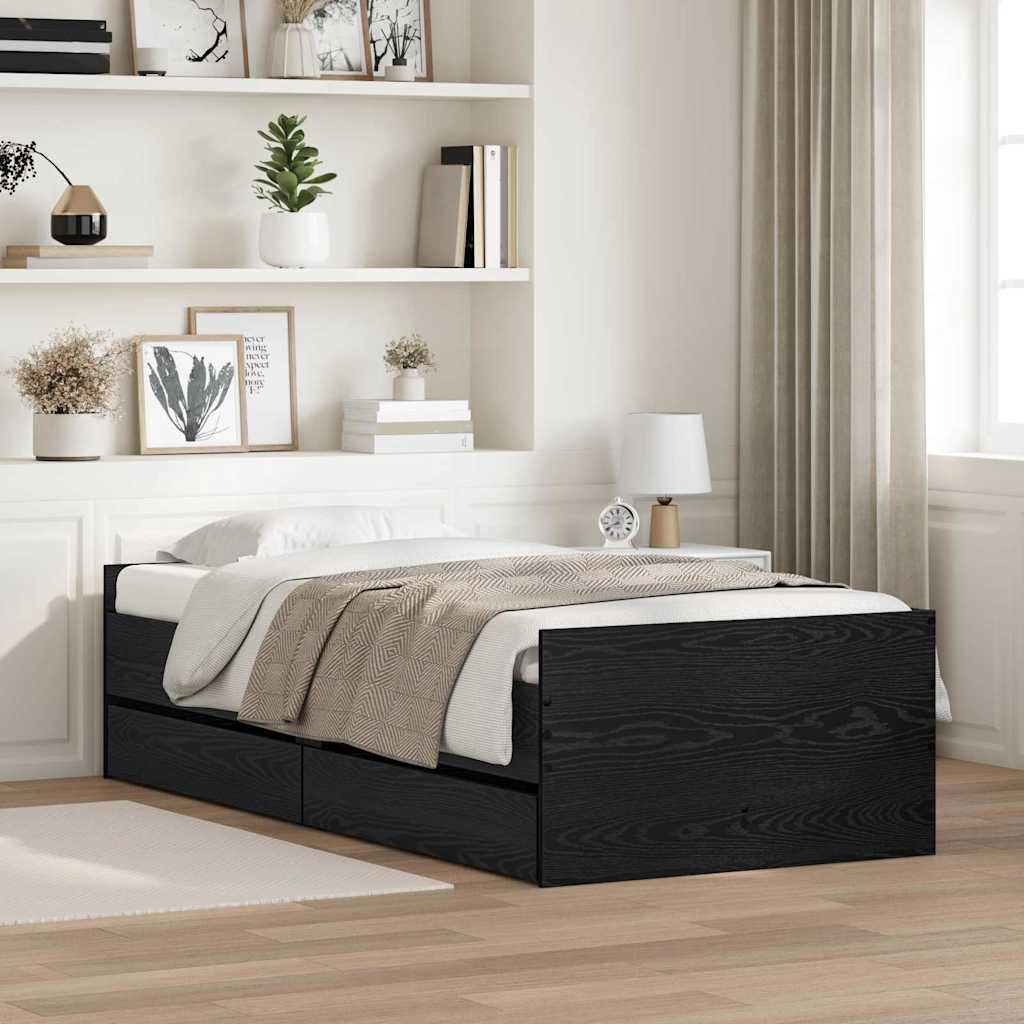 Estructura de cama con cajón Madera envejecida 100 x 200 cm