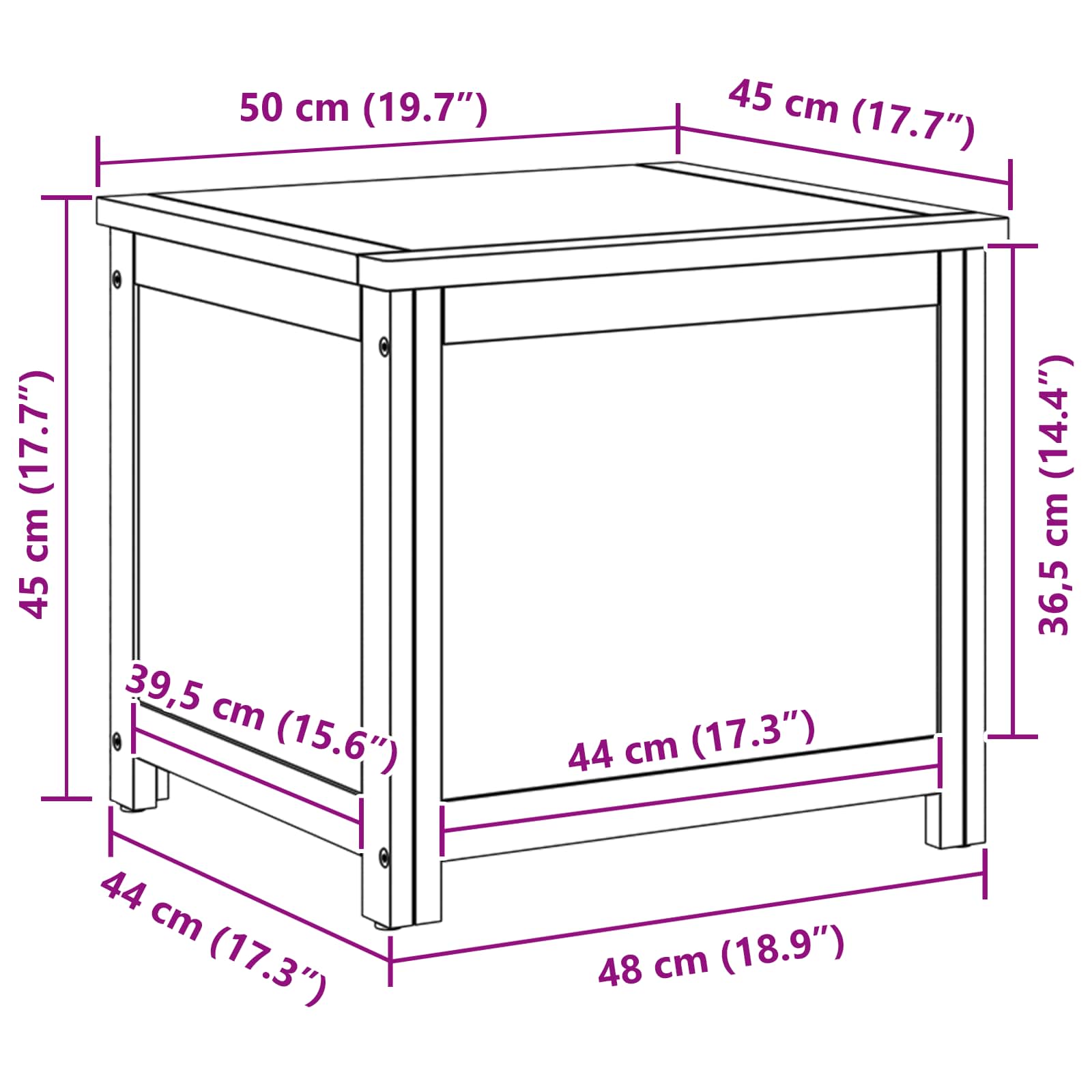 Caja de Almacenamiento con almacenamiento 50 x 45 x 45 cm