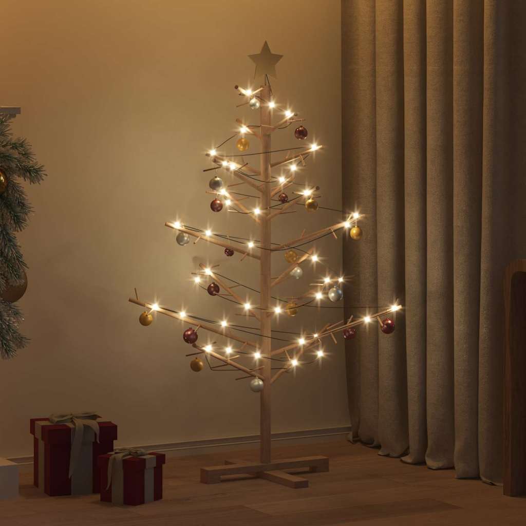 Árbol de Navidad de madera Marrón 125 cm Madera maciza de pino