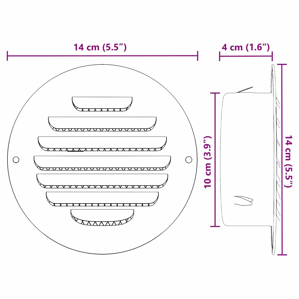 Rejillas de ventilación de aire 4 pcs Plateado 100 mm