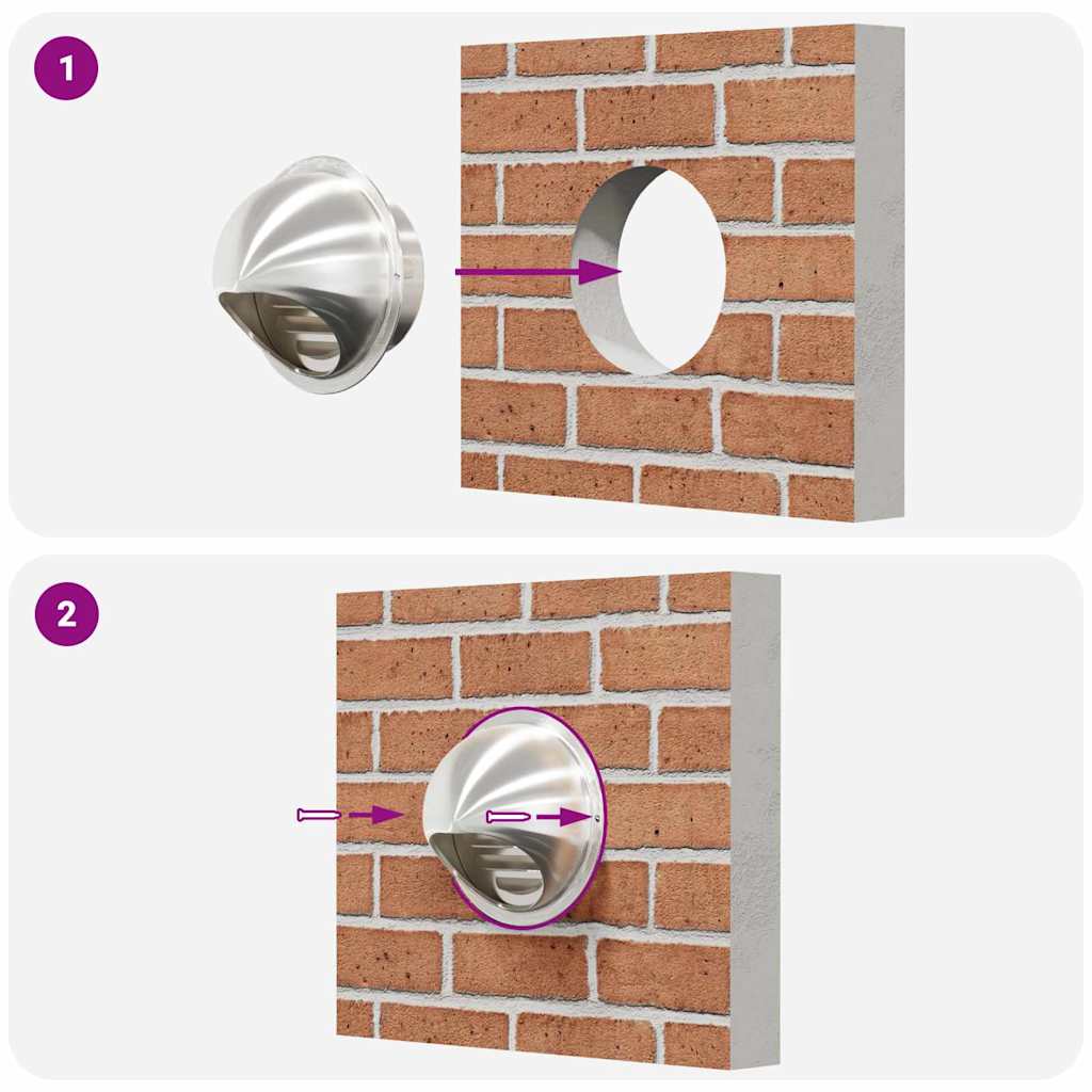 Rejillas de ventilación de aire 2 pcs Plateado 100 mm