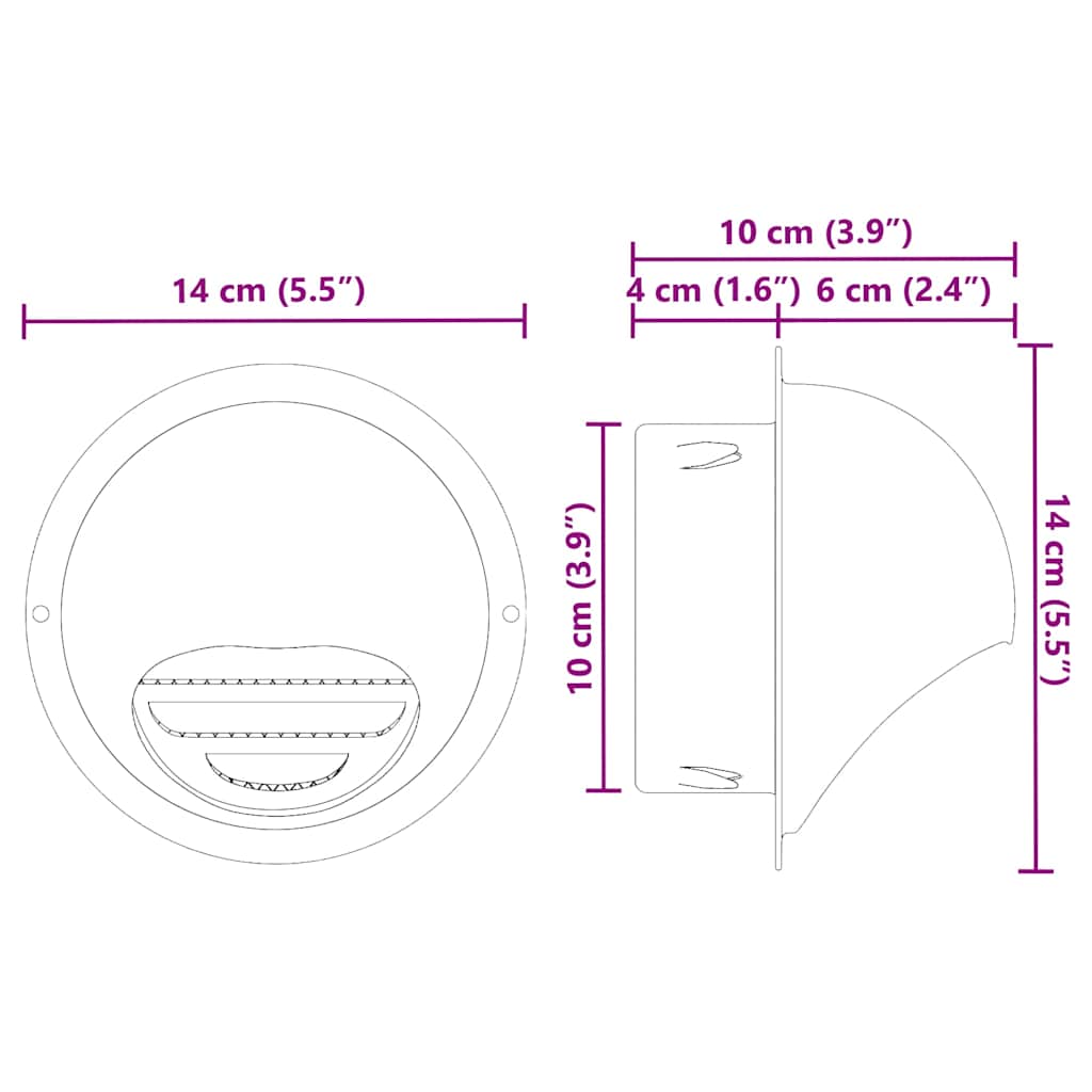 Rejillas de ventilación de aire 2 pcs Plateado 100 mm