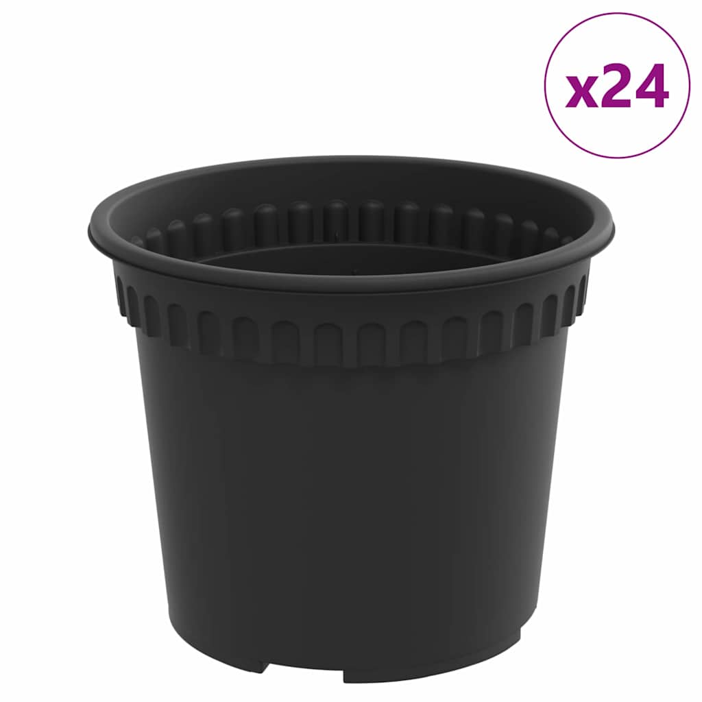 Maceta Redonda para Flores 24 pcs Negro Ø 12,5 x 10 cm Plástico