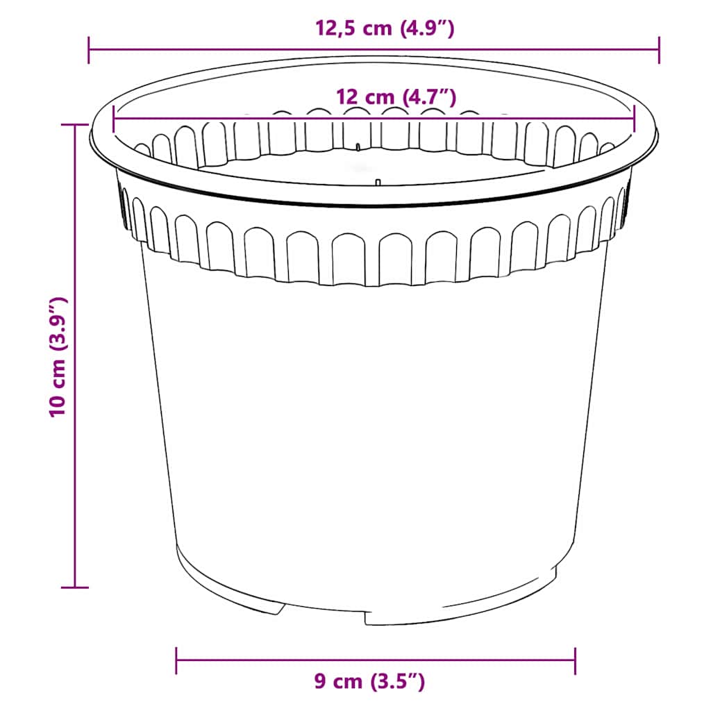 Maceta Redonda para Flores 24 pcs Negro Ø 12,5 x 10 cm Plástico