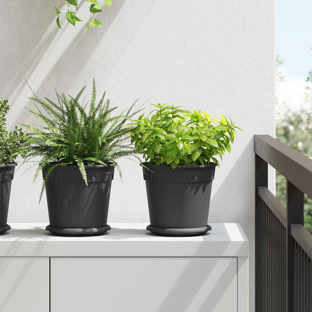 Maceta Redonda para Flores 24 pcs Negro Ø 12,5 x 10 cm Plástico
