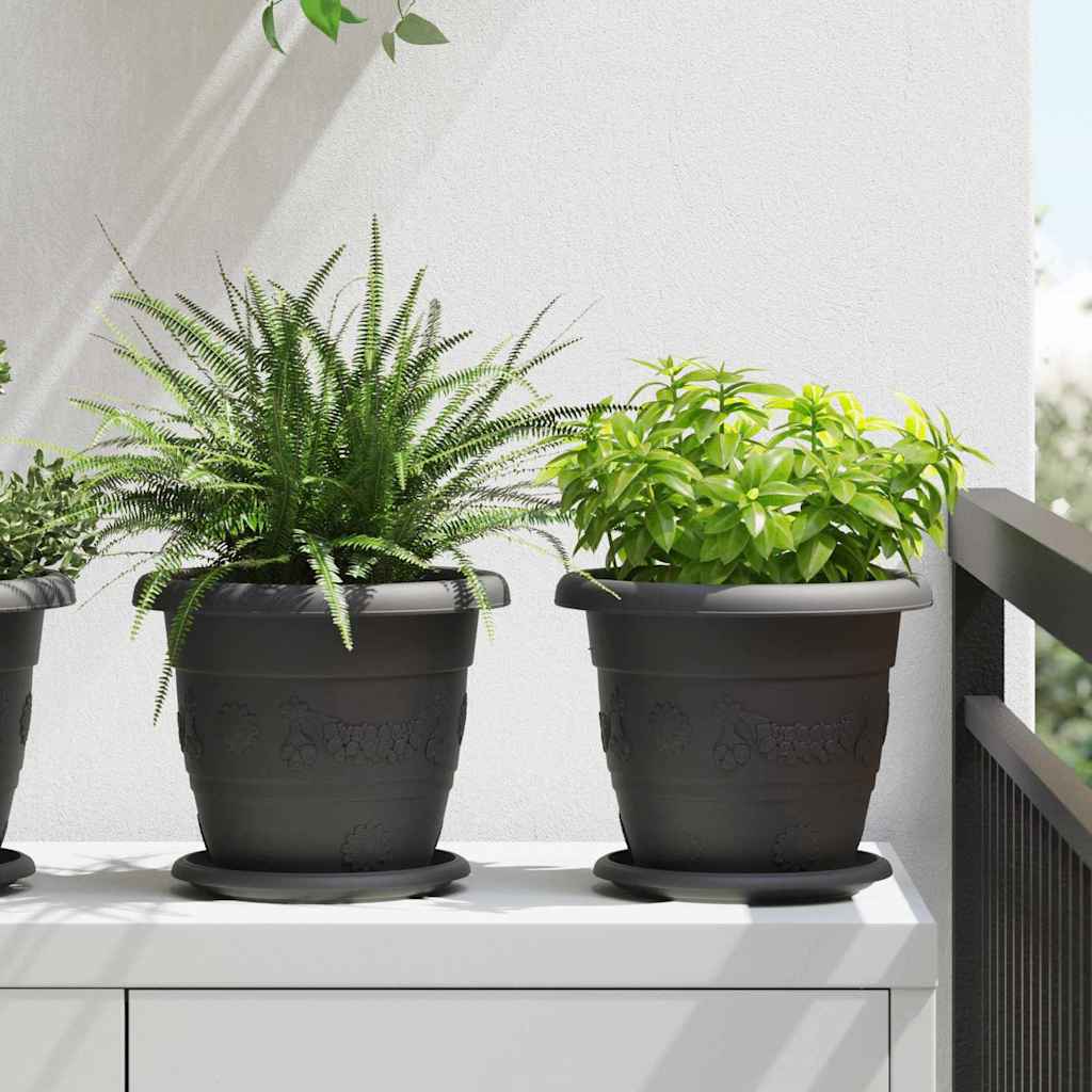 Maceta Redonda para Flores 24 pcs Negro Ø 22 x 18 cm Plástico
