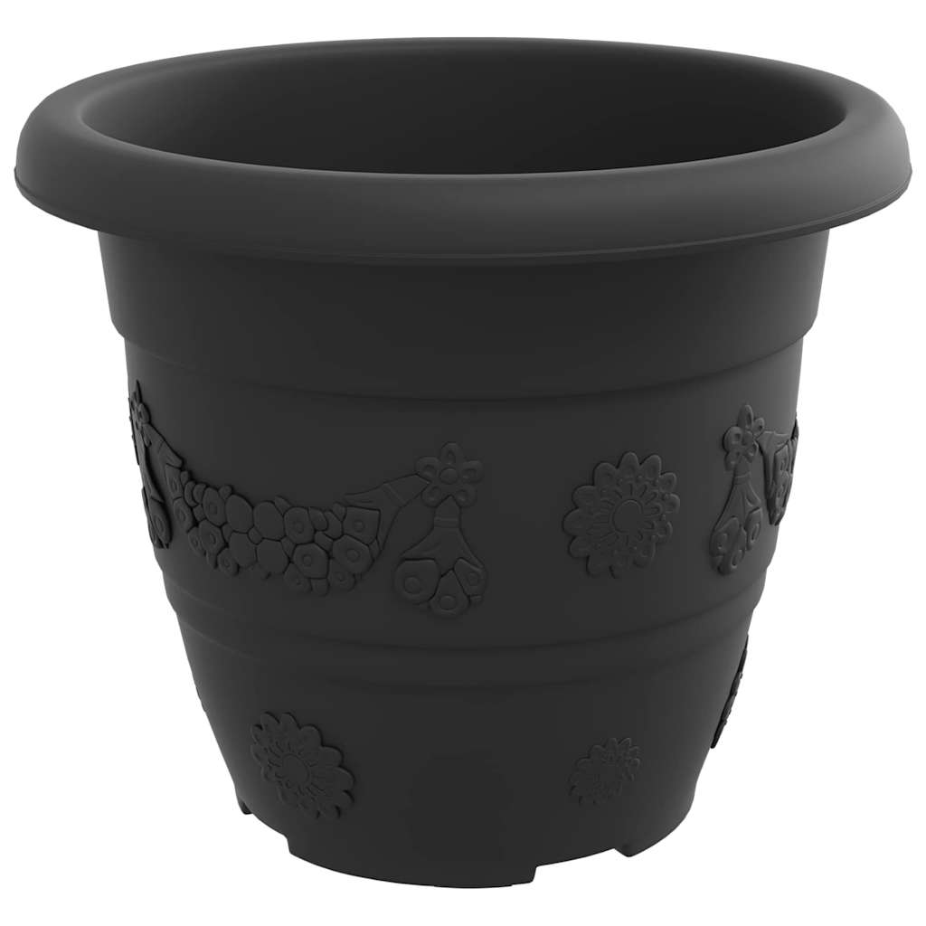 Maceta Redonda para Flores 24 pcs Negro Ø 22 x 18 cm Plástico