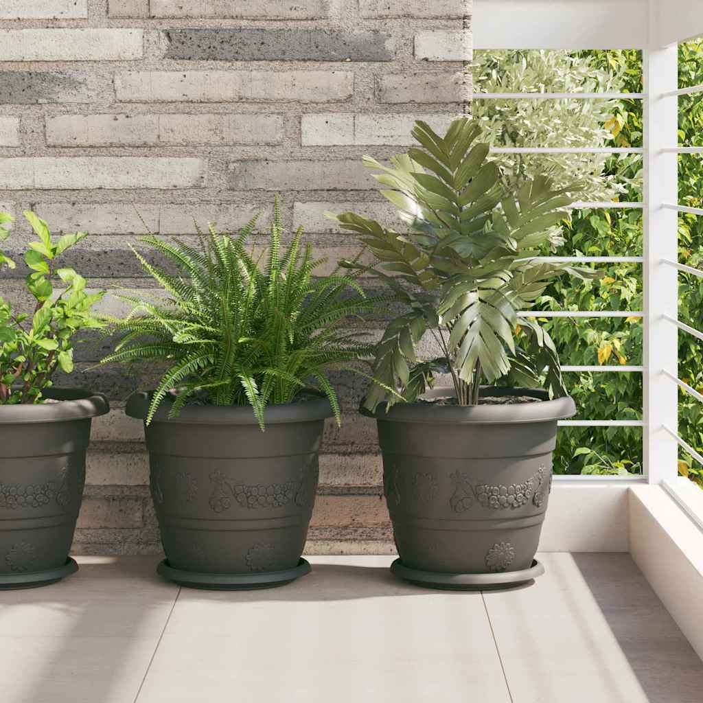 Maceta Redonda para Flores 24 pcs Negro Ø 22 x 18 cm Plástico
